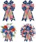 2pcs Patriotic Bows for Wreath, Memorial Day Wreath Bows 4th of July Burlap Bows for Front Door, Red White America Flag Blue Patriotic Star Tree Topper Bow for Indoor Outdoor Decoration